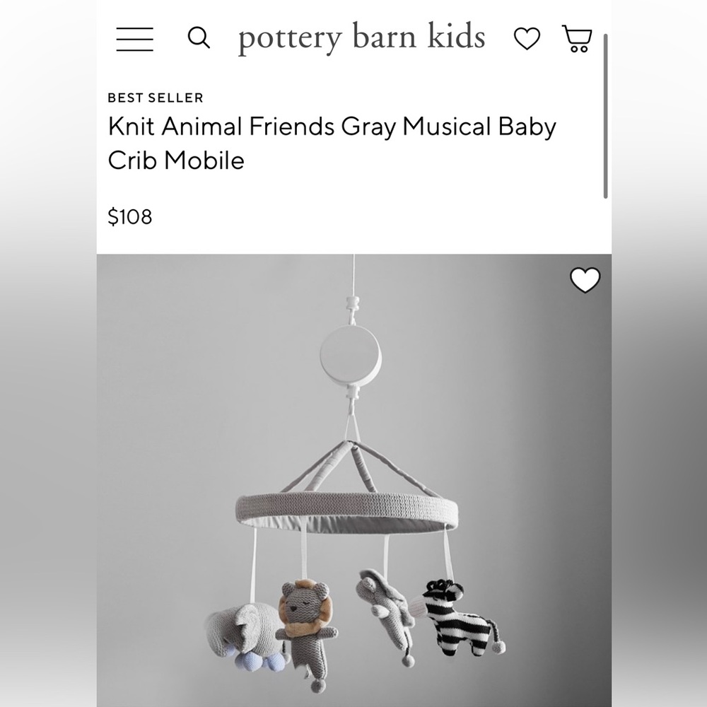 Pottery Barn Kids - Knit Animal Friends Baby Mobile